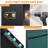 4.0 Cu ft Large Safes for Home Use Fire and Water Proof, Digital Security Fireproof Safe with Combination and Key, 2 Removable Shelves, Anti-Theft Home Safe Box for Document Money Valuables Pisleto