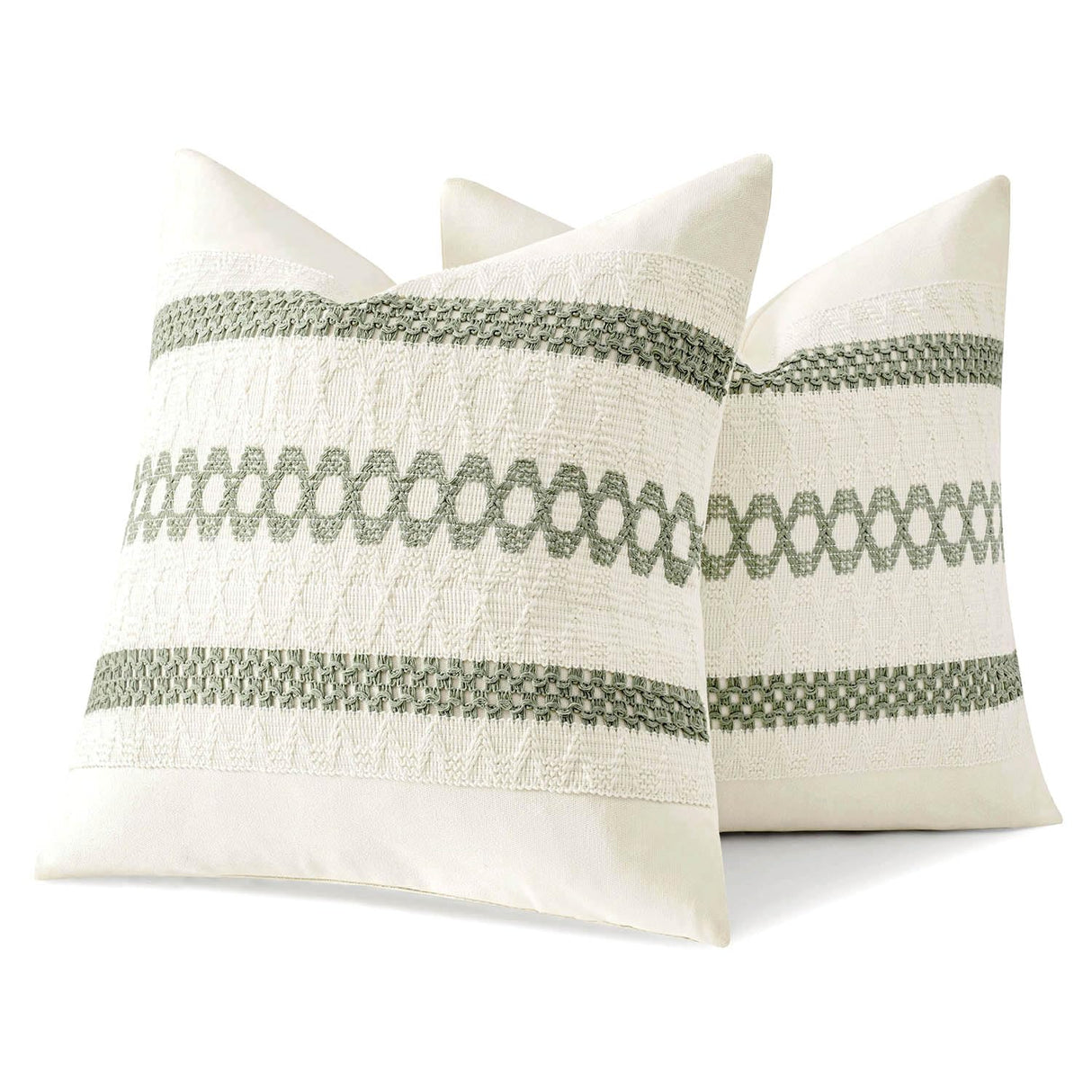 MIULEE Set of 2 Sage Green Boho Decorative Pillow Covers 18x18 Inch Farmhouse Rustic Couch Throw Pillows Modern Summer Cotton Cushion Covers Retro Cute Macrame Woven Home Decor for Bed Sofa Chair MIULEE
