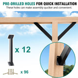Kinchoix 45° Angle Support Brackets 8 PC 45-Degree Angle Corner Braces Inside Joint for Wood Post and Beam Desk Edge Pergola Gazebo DIY Kit Kinchoix
