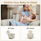 CHITA Power Recliner Chair, Electric Triple-Motor Swivel Glider Nursery Rocking Chair with Adjustable Power Headrest and Lumbar Support, GREENGARD Gold Certified, Solid Wood Base, Linen CHITA