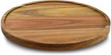 9" Acacia Wood Lazy Susan Organizer Kitchen Turntable for Cabinet Pantry Table Organization AUAM