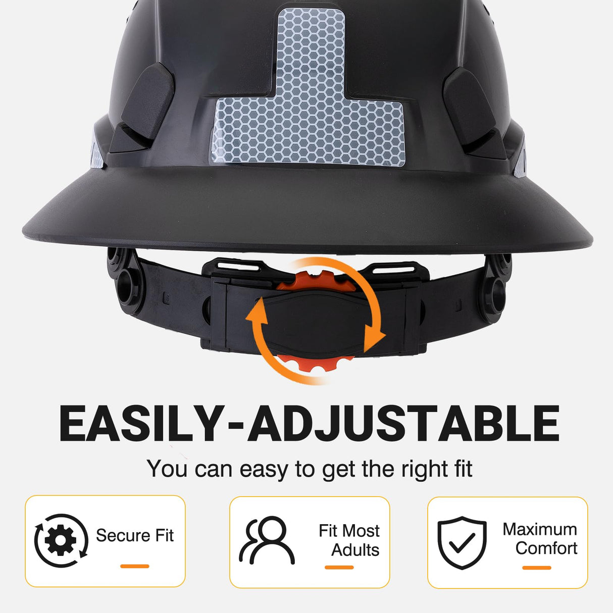 LOHASWORK Full Brim Hard Hat Construction OSHA Approved Vented Hard Hat Cascos De Construccion Adjustable Cool Vent Work Safety Helmet for Men and Women LOHASWORK