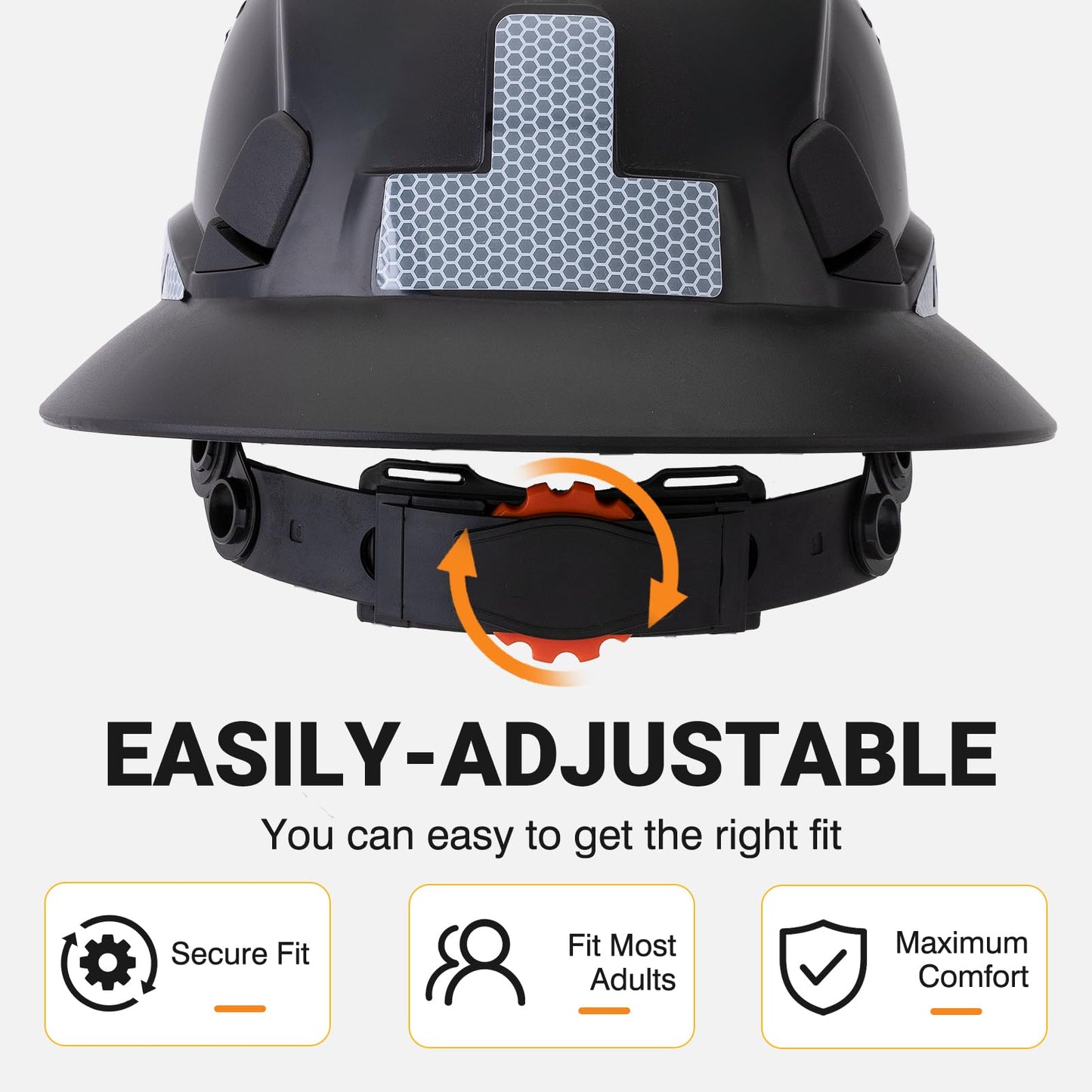 LOHASWORK Full Brim Hard Hat Construction OSHA Approved Vented Hard Hat Cascos De Construccion Adjustable Cool Vent Work Safety Helmet for Men and Women - WoodArtSupply