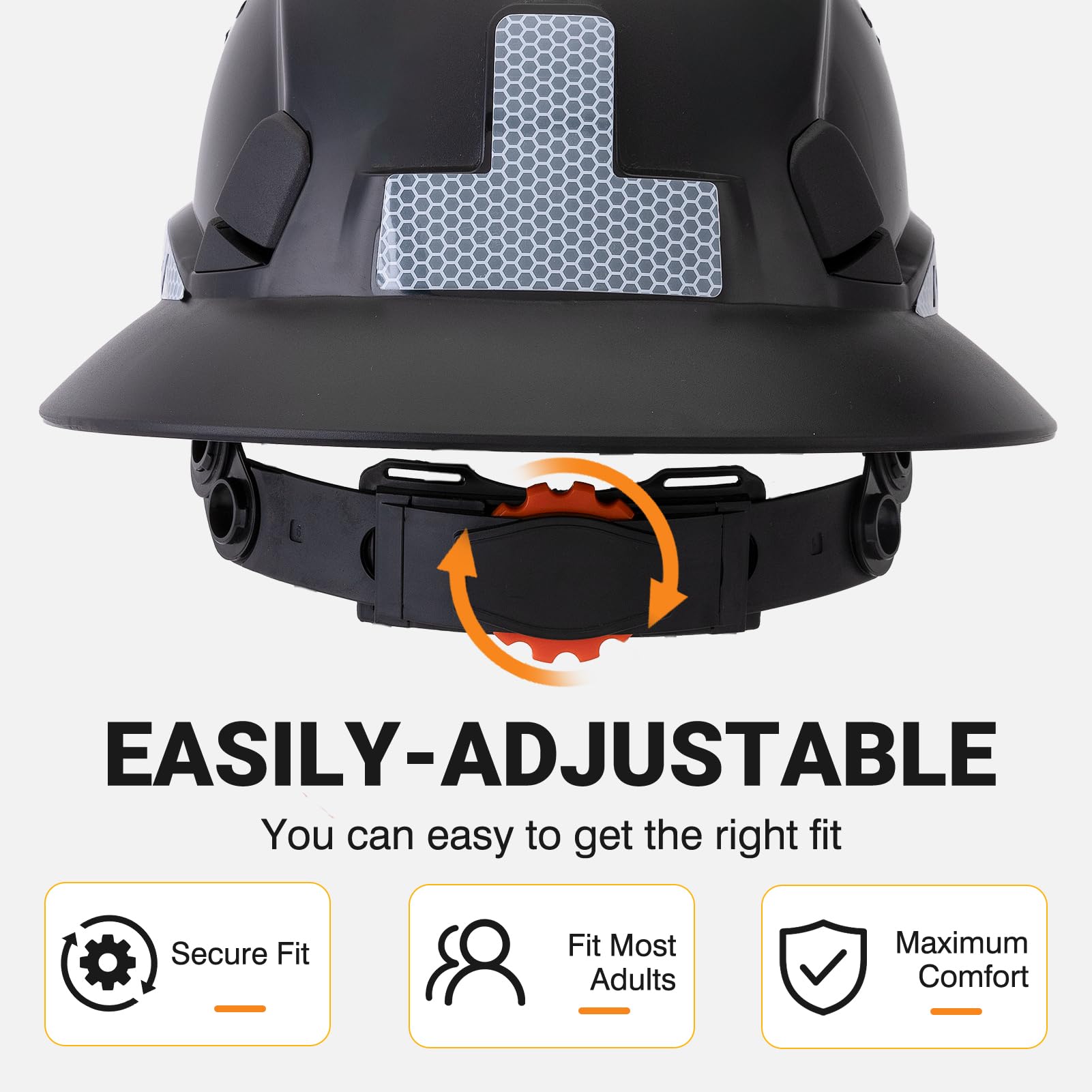 LOHASWORK Full Brim Hard Hat Construction OSHA Approved Vented Hard Hat Cascos De Construccion Adjustable Cool Vent Work Safety Helmet for Men and Women - WoodArtSupply