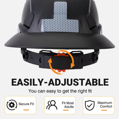 LOHASWORK Full Brim Hard Hat Construction OSHA Approved Vented Hard Hat Cascos De Construccion Adjustable Cool Vent Work Safety Helmet for Men and Women - WoodArtSupply