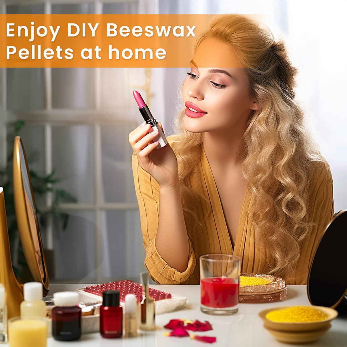 5LB Yellow Beeswax Pellets Food Grade Beeswax Triple Filtered Beeswax for Candle Making Beeswax Pastilles for DIY Creams Lotions Lip Balm Soap WuNa