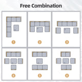 Welpatio Outdoor Patio Furniture Sets, 7 Pieces PE Rattan Wicker Outdoor Sectional Sofa Patio Conversation Set with Cushions and Coffee Table, Light Gray/Gray Welpatio