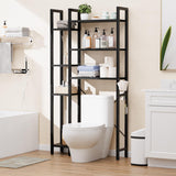OTK Over The Toilet Storage with 7-Tier Bathroom Organizer Shelf, Freestanding Space Saver with Hooks & Adjustable Feet, Storage Rack for Bathroom, Restroom, Laundry, Black OTK