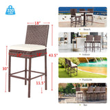 Outdoor Bar Stools Wicker Woven Patio Stools & Patio Bar Chairs Set of 4 Counter Bar Height Stools with Footrest Armless Cushion Beige All Weather Rattan Garden Stool for Pool Lawn Porch Backyard Patio Novagarden