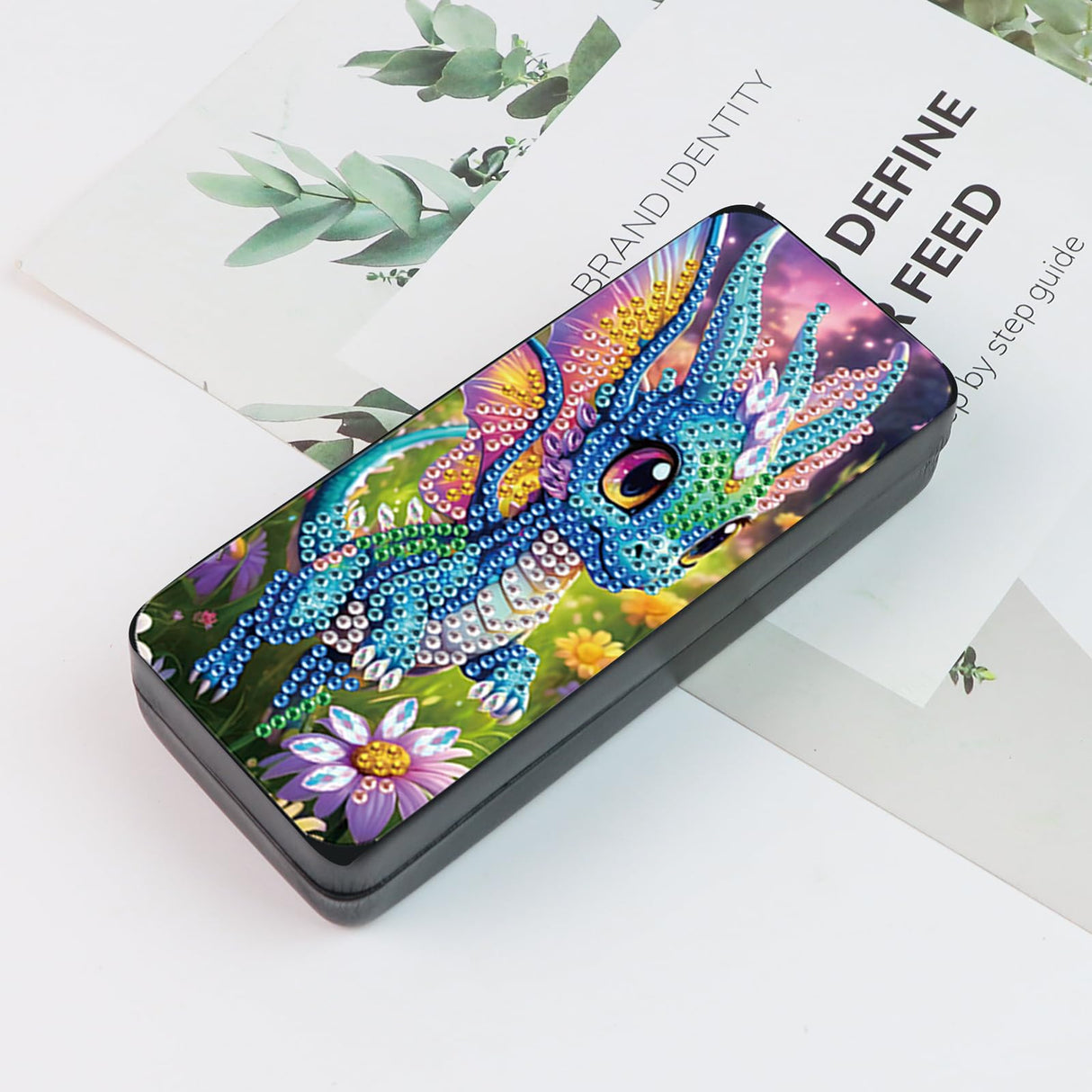 TDFERAN Diamond Art Kits for Adults Sunglasses Case16x6.5cm Eyeglasses Pouch Paint by Numbers Kit for Adults Portable Leather Soft Glasses Cases Reading Hard Glasses Cases for Women Men Dragon TDFERAN