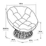 OSP Home Furnishings Wicker Papasan Chair with 360-Degree Swivel, Natural Frame with Cream Cushion OSP Home Furnishings