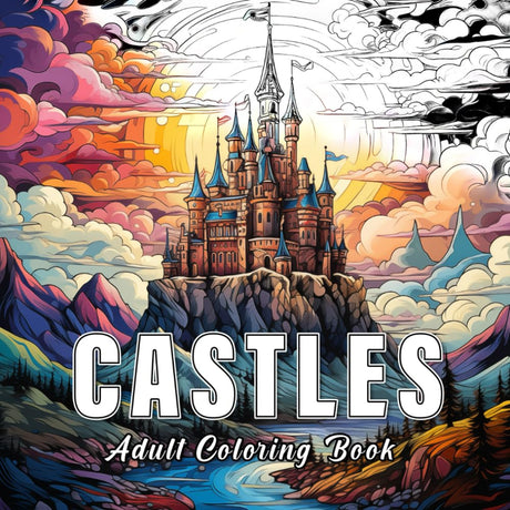 Castles: Coloring books for adults with 60 sketches of castles. (Fantasy Worlds) Majosta