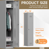 Topass Metal Lockers for Employees with Keys, 71" Tall Steel Storage Cabinet with Lockable Door, Metal Storage Locker for School Office Gym (1-Door, Grey) Topass