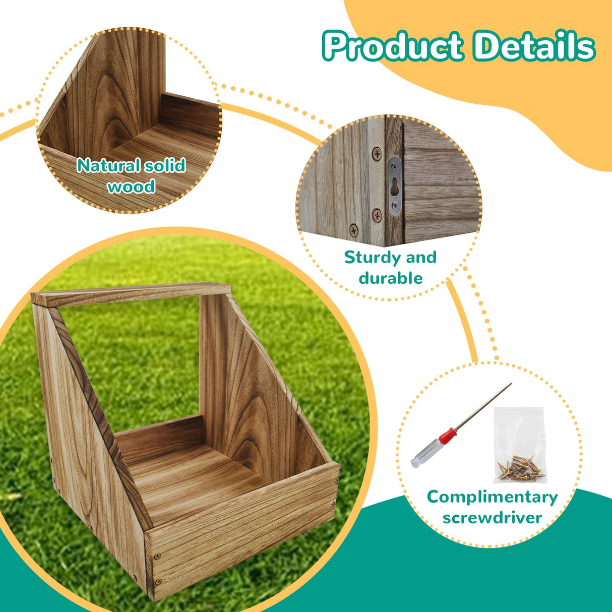 kathson Chicken Nesting Box,Wood Chickens Coop Nesting Boxes Single Compartment Hen Nesting Box Big Duty Laying Nest Boxes for Hens Ducks and Poultry(1 Pcs,No Perch) kathson