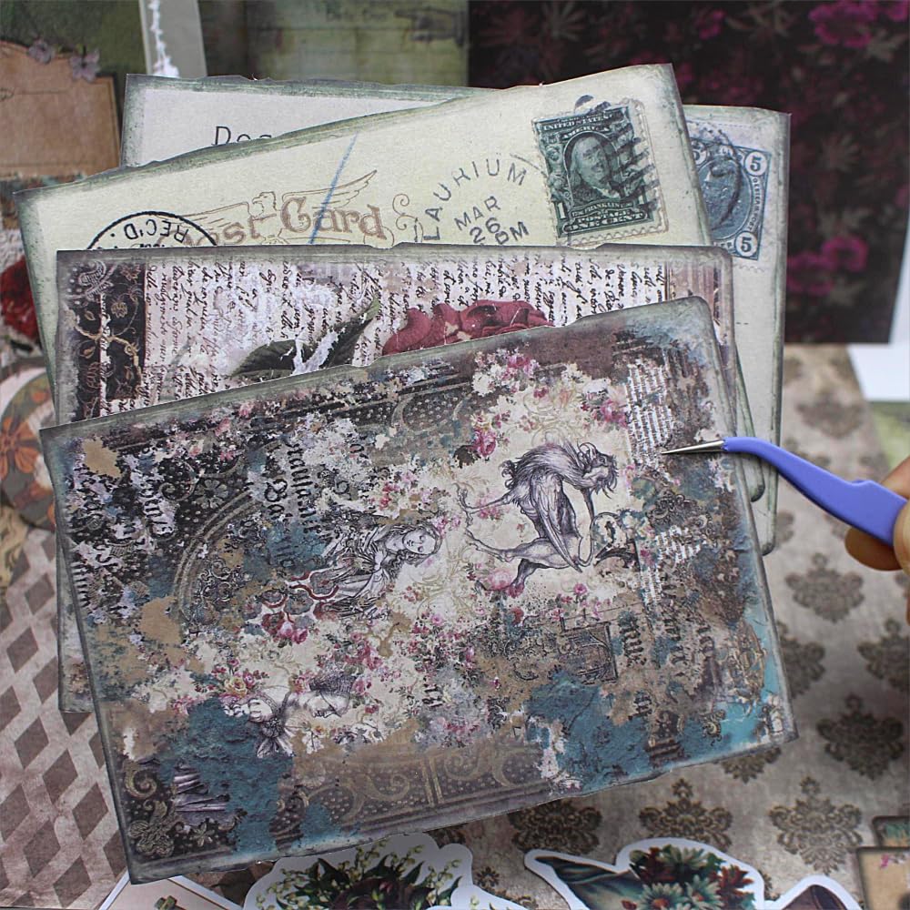 Diuhofart Vintage Scrapbooking Supplies Kit, 185pcs Junk Journal Kit with Scrapbook Paper Sticker Aesthetic Notebook Scrapbook Kit, Art Craft DIY Gift for Adult Women Diuhofart