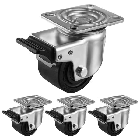 EMBOWLIFE 3-Inch Heavy Duty Casters Set of 4, Industrial Wheels with Brake, Low Center of Gravity Design, Durable Nylon Wheels for Machine, Workbench EMBOWLIFE
