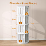 Rotating Bookshelf Tower, 4 Tier Corner Narrow Spinning Bookcase, 360° Revolving Storage Round Book Shelf, Vertical Swivel Lazy Susan Organizer for Kids Rooms Classroom Library Small Space Decor Vividwood