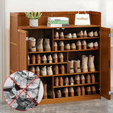 walkclpck Bamboo Shoe Cabinet with 2 Folding Doors, 7 Tier Freestanding Shoe Storage Cabinet, 36-40 Pairs Entrance Shoe Rack, Brown, 46" L x 13" W x 45.3" H walkclpck