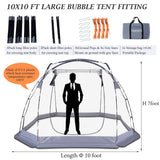 Bubble Tent 4-6 People Transparent Tent 10 'x10' Outdoor Tent Cold and Waterproof Suitable for Terrace, Canopy, Backyard Star Watching Camping Portable Tent VEIZXUN