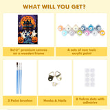 Bowetile Halloween Framed Paint by Numbers for Adults Beginners, Easy Adults' Paint-by-Number Kits on Canvas, Acrylic Castle Number Painting Crafts Kits Halloween Gifts for Home Decor, 8x12in Bowetile