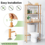 AmazerBath Over The Toilet Storage Shelf Bamboo, 3-Tier Over Toilet Organizer Rack, Freestanding Above Toilet Shelf for Bathroom, Laundry, Space Saver, Natural Color AmazerBath