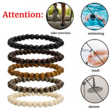 MILAKOO 5 Pcs Wooden Beaded Bracelet Bangle for Men and Women Elastic 8MM Beads MILAKOO
