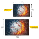 Baseball Fire Water Jigsaws Puzzles, Puzzles Adults, with Letters on Back, Puzzle 500 Pieces Joisal