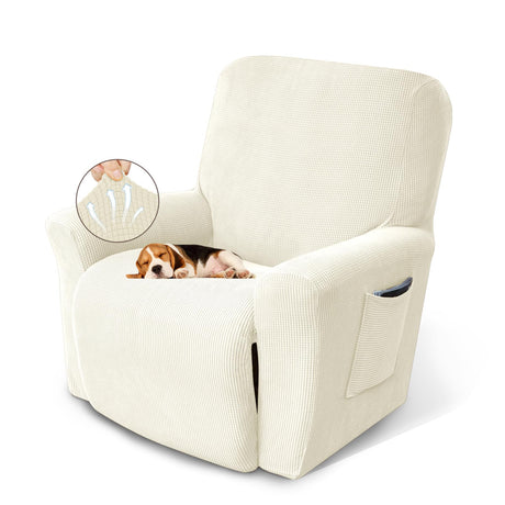 KEKUOU Recliner Chair Covers Lazy Boy Recliner Covers Stretch Couch Cover Slipcovers 1 Piece Furniture Protector with Elastic Bottom for Dog,Kids.(Recliner, Beige) KEKUOU