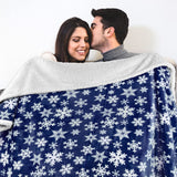 PAVILIA Premium Christmas Sherpa Throw Blanket | Blue Snowflake Decoration, Fleece, Plush, Warm, Cozy Reversible Microfiber Holiday Blanket 50 x 60 Inches PAVILIA