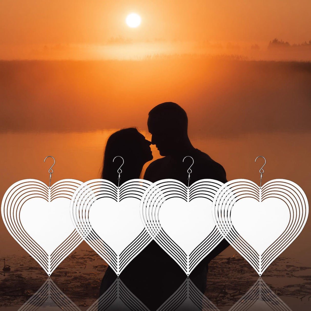 4pcs Sublimation Wind Spinner Blanks Heart, 8 inch Sublimation Blanks Spinners, Metal Wind Spinners for Crafts, 3D Wind Spinners Hanging for Indoor Outdoor Garden Lawn Yard Decoration SAVITA