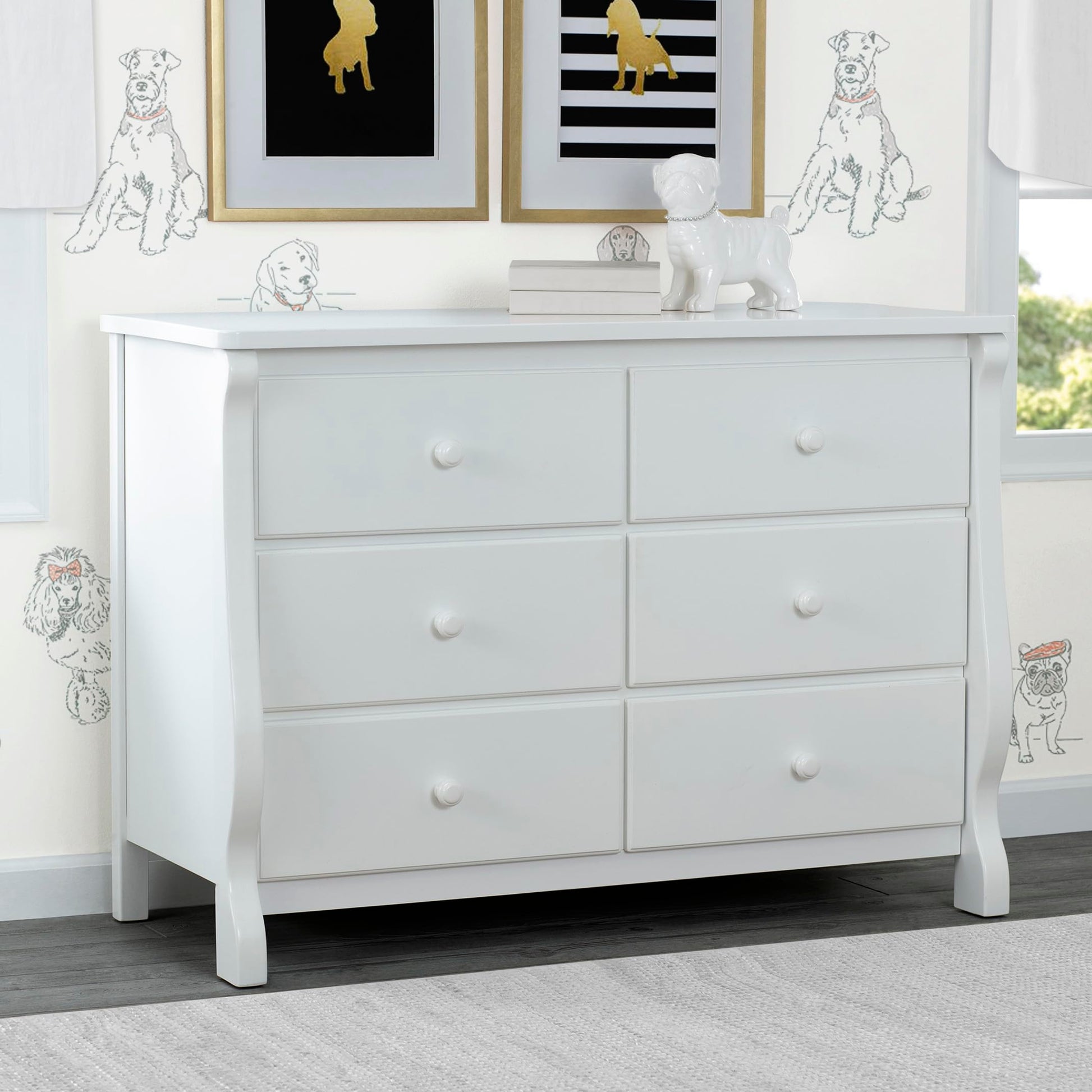 Delta Children Universal 6 Drawer Dresser with Interlocking Drawers - Greenguard Gold Certified, White - WoodArtSupply