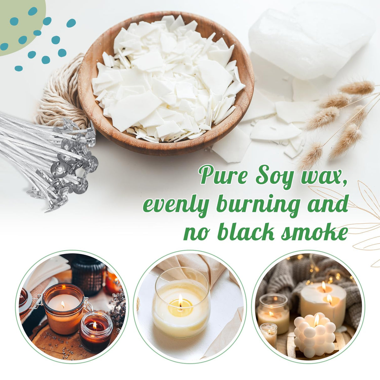 Soy Wax Candle Making Kit with Digital Wax Melter, Natural 4lb Soyawax for Candle Makingt to Make Your Own Candles Handnatur