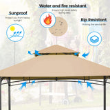 Giantex Grill Gazebo, 8ft x 5ft Grill Station with Canopy, Heavy Duty Steel Frame, 2 Side Shelves, 5 Hooks, 8 Ground Stakes, Outdoor Grill Shelter Barbecue Tent for Backyard Patio Camping (Beige) Giantex
