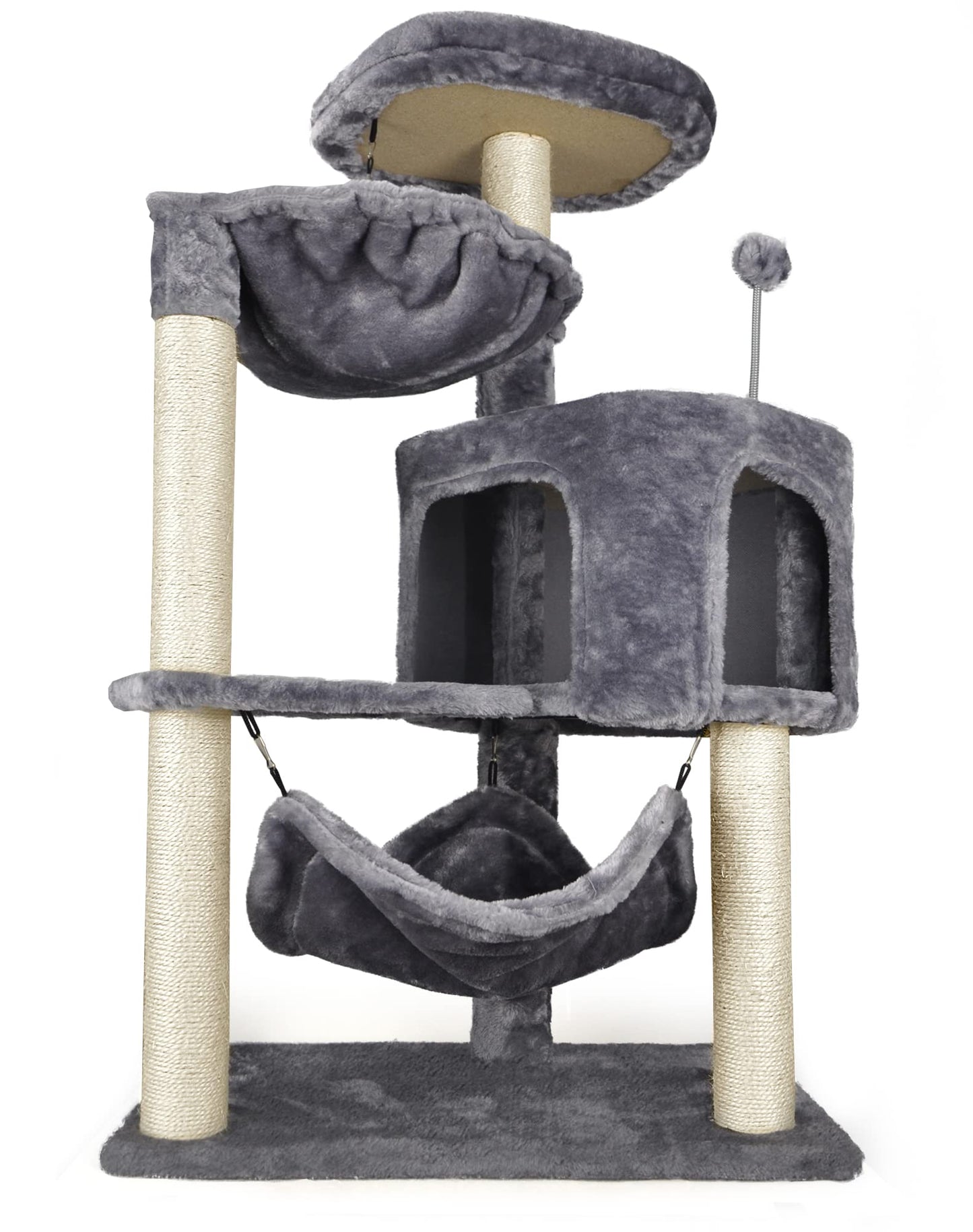 YUNIQUE Cat Tree with Cat Condo and Big Hammock, Grey