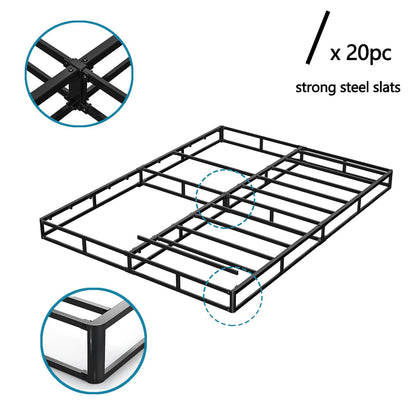 Bedsnus King Size Box Spring and Cover Set, 9 Inch High Profile Metal BoxSpring, Heavy Duty Structure Mattress Foundation, Noise Free, Non-Slip, Easy Assembly