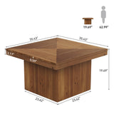 TRIBEWOOD Wood Coffee Table for Living Room, 35.43" Mid Century Modern Square Center Cocktail Table, Farmhouse Accent Tea Cocktail Furniture for Small Space, Office, Rustic Brown TRIBEWOOD