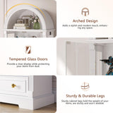 Arched Display Cabinet with Glass Doors, 72" Tall Curio Cabinet with Human Sensor Lights, 4-Tier Display Case for Collectibles Bookcase Living Room Dystler