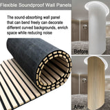 94.5 x 23.6 in Acoustic Wood Wall Panels,3D Flexible Soundproof Wall Panels,Wood Slat Wall Panel for Interior Wall Decor (White Oak) TRAIN2 ART