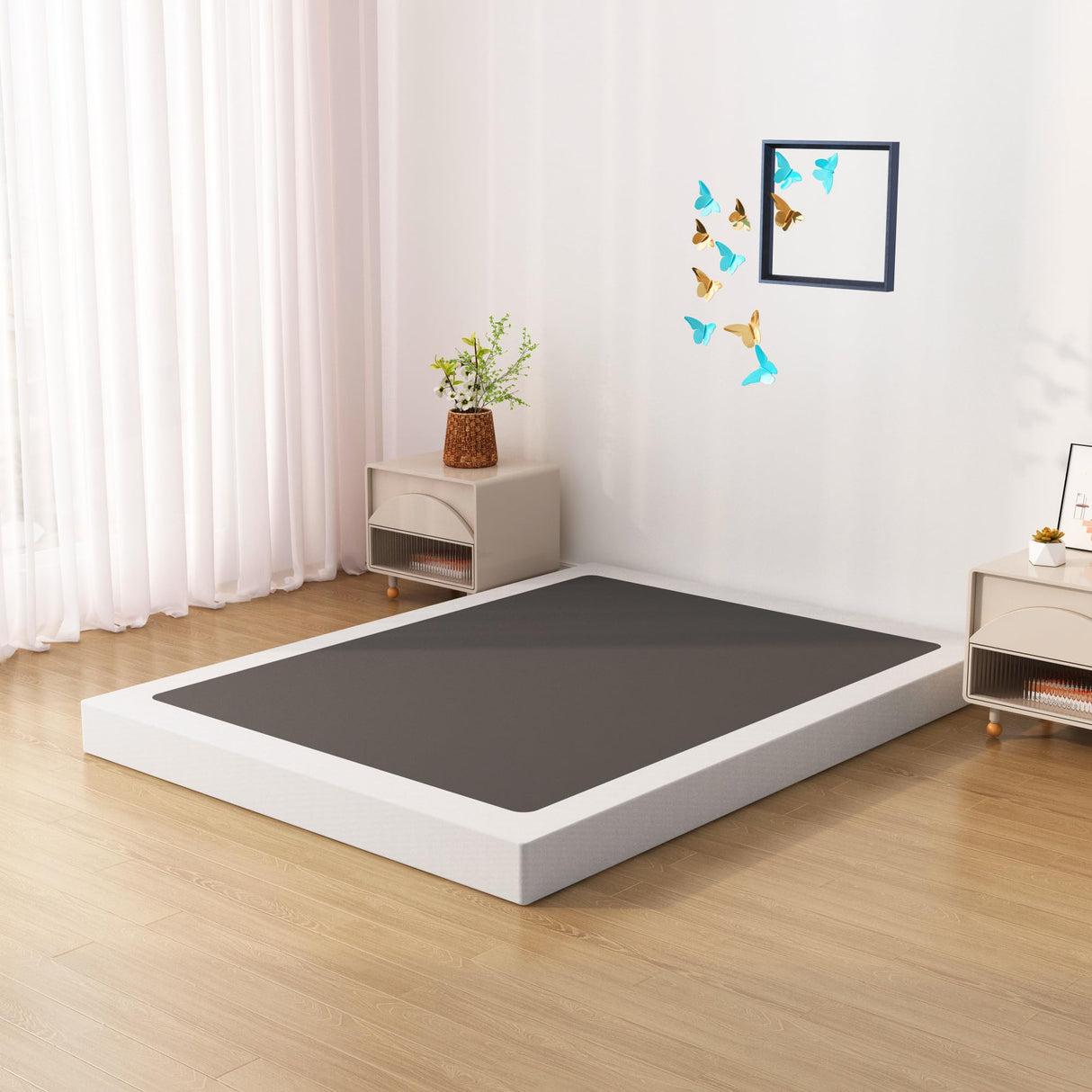 Upcanso Box Spring for Queen Bed Bed Base 6 Inch, Low Profile Metal Queen Box Spring with Fabric Cover, 3000 Lbs Max Weight Capacity Mattress Foundation, Noise-Free, Easy Assembly Upcanso