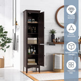Tangkula 63" Freestanding Slim Bathroom Storage Cabinet with Adjustable Shelf and Elegant Louvered Doors Tangkula