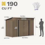 DWVO 9.1x4.2ft Large Outdoor Storage Shed, Metal Tool Sheds, Heavy Duty Tool Storage with Lockable Doors & Air Vent for Backyard Patio Lawn to Store Bikes, Tools, Lawnmowers,Brown DWVO