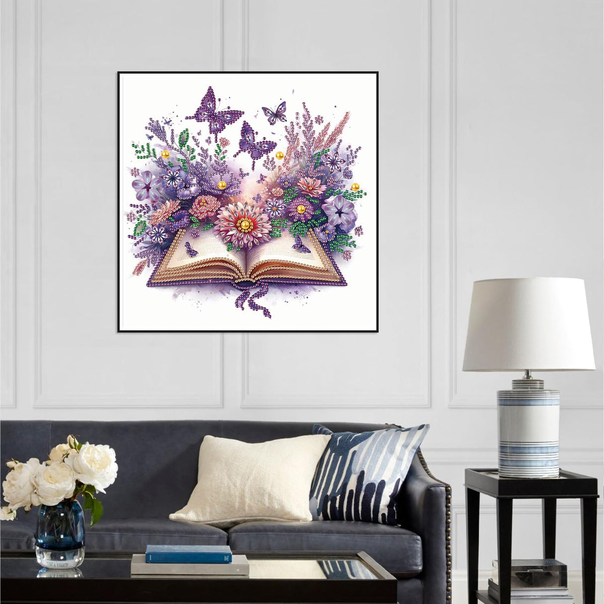 Acudotr Diamond Painting Kits for Adults Book, 5D Special Shape Diamond Art Kits for Beginners, Crystal Rhinestones Diamond Painting for Home Wall Decoration, Flower, 12×12 Inch Acudotr