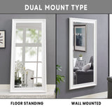 Classy Full Length White Wood Mirror – Standing or Wall Mounted | Rust-Resistant Coating | Ideal Full Body Dressing Mirror for Bedroom, Living Room, Beach Décor – Durable, Shatterproof Design Naomi Home