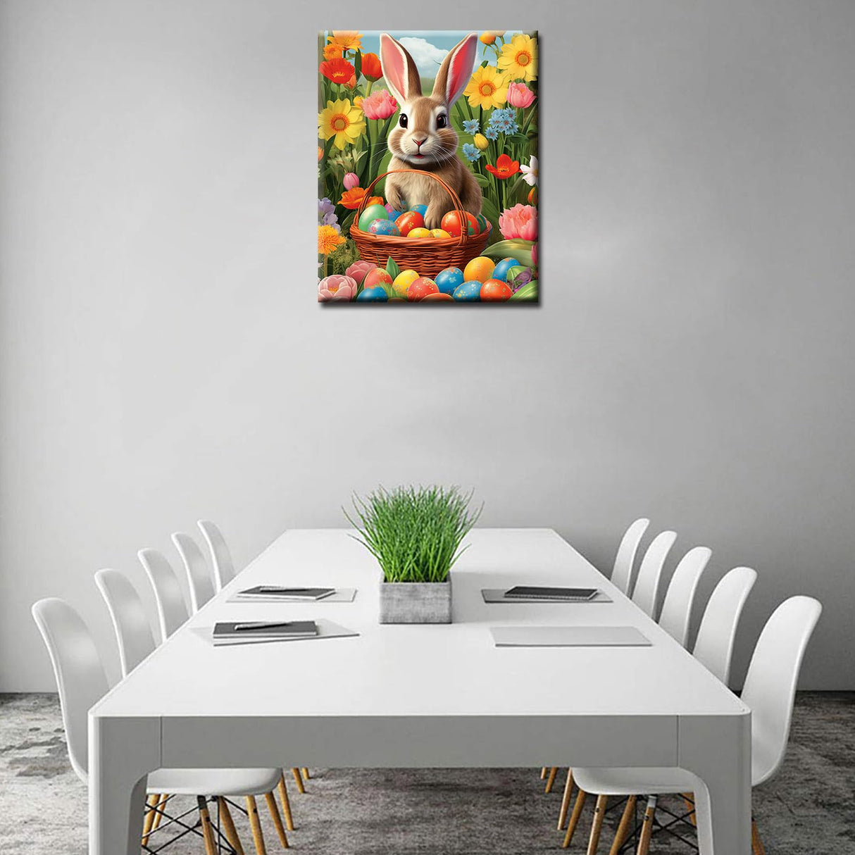 Aihonmin Easter Bunny Paint by Number DIY Acrylic Painting Paint by Number Kit for Kids Adults Beginner Spring Garden DIY Painting by Numbers Painting Arts Craft 16x20In Easter Day (Frameless) Aihonmin