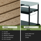 TORVA Outdoor Prep Grill Carts, 303 Stainless Steel Tabletop with High Load Capacity Portable BBQ Table, HDPE Durable Frame 2-Tier Storage Cart, Wood TORVA