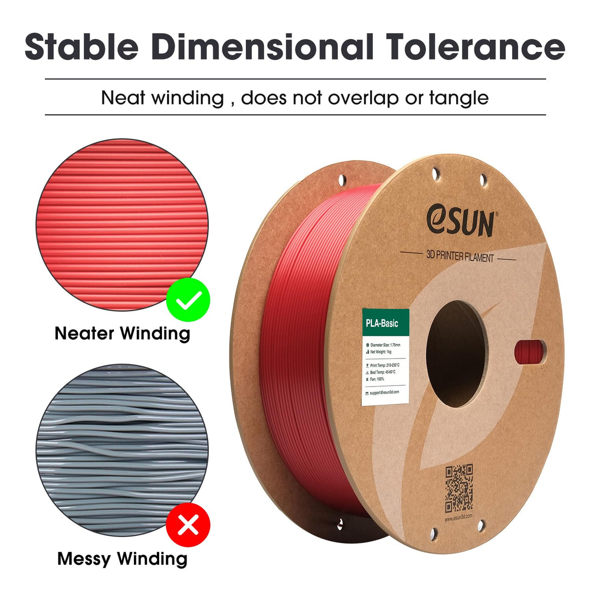 eSUN PLA Basic Filament 1.75mm, 3D Printer Filament High Speed PLA for Fast Printing, 1KG Spool (2.2 LBS) 3D Printing Filament for High Speed 3D Printers, Fire Engine Red eSUN