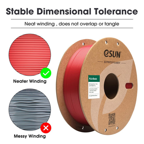 eSUN PLA Basic Filament 1.75mm, 3D Printer Filament High Speed PLA for Fast Printing, 1KG Spool (2.2 LBS) 3D Printing Filament for High Speed 3D Printers, Fire Engine Red eSUN