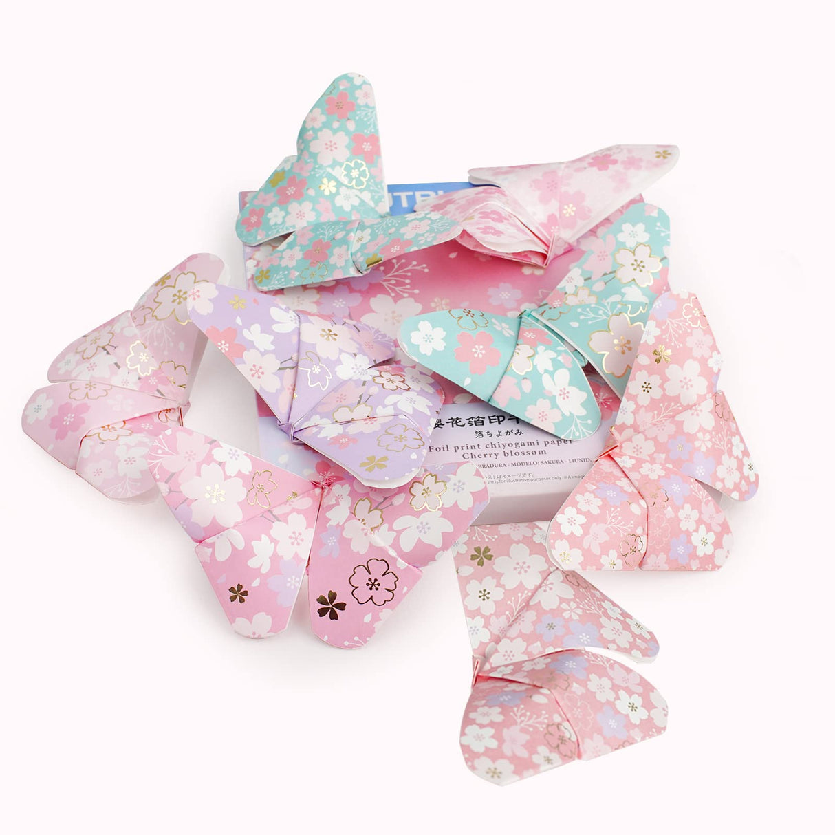 CUTBLAJAT 112 Sheets Heavier Origami Paper Japanese Cherry Blossom Pattern Sakura Bronzing Chiyogami 6" 15cm Washi Easy Fold Paper for Beginner cutblajat