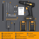 INSPIRITECH 21V Cordless Drill with 2 Batteries and Charger,3/8-Inch Keyless Chuck Power Drill Set,2 Variable Speed Electric Drill Driver, 19 Torque Setting with Drill/Driver Bits… INSPIRITECH