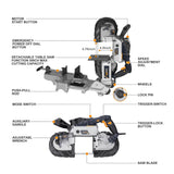 MAXXT Bandsaw with Table Saw, 10 Amp 5 Inch Deep Cut Band Saw with Lightweight Aluminum Base, Variable Speed Handheld Automatic Multipurpose Cut with Wheels Metal Saw, Portable Bandsaws for Metal Wood MAXXT